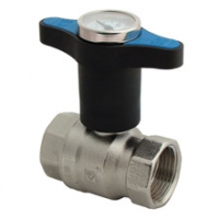 Топчест вентил, рачка со термометар (пластика - сина) PN 25, Un x Un