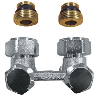 HERZ-3000 бајпас тело за систем за греење со две цевки со празнење од двете страни – аголен модел, Rp 1/2