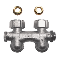 HERZ-3000 бајпас тело за систем за греење со една и две цевки со предподесување – аголен модел, десно празнење, G 3/4