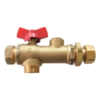 HERZ-Универзален топчест вентил G 3/4, DE LUXE – црвена рачка - пеперутка